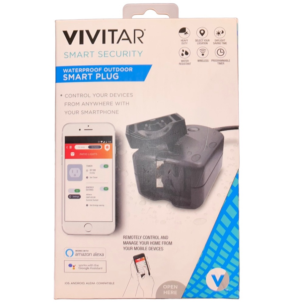 Vivitar Smart Security Waterproof Outdoor Smart Plug-Alexa and Google Assistant